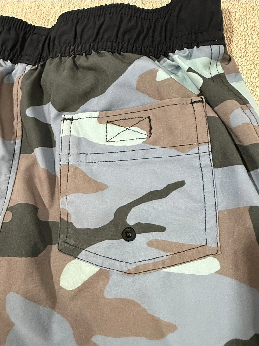 Abercrombie & Fitch Blue and Gray Camo Kids Swim Trunks